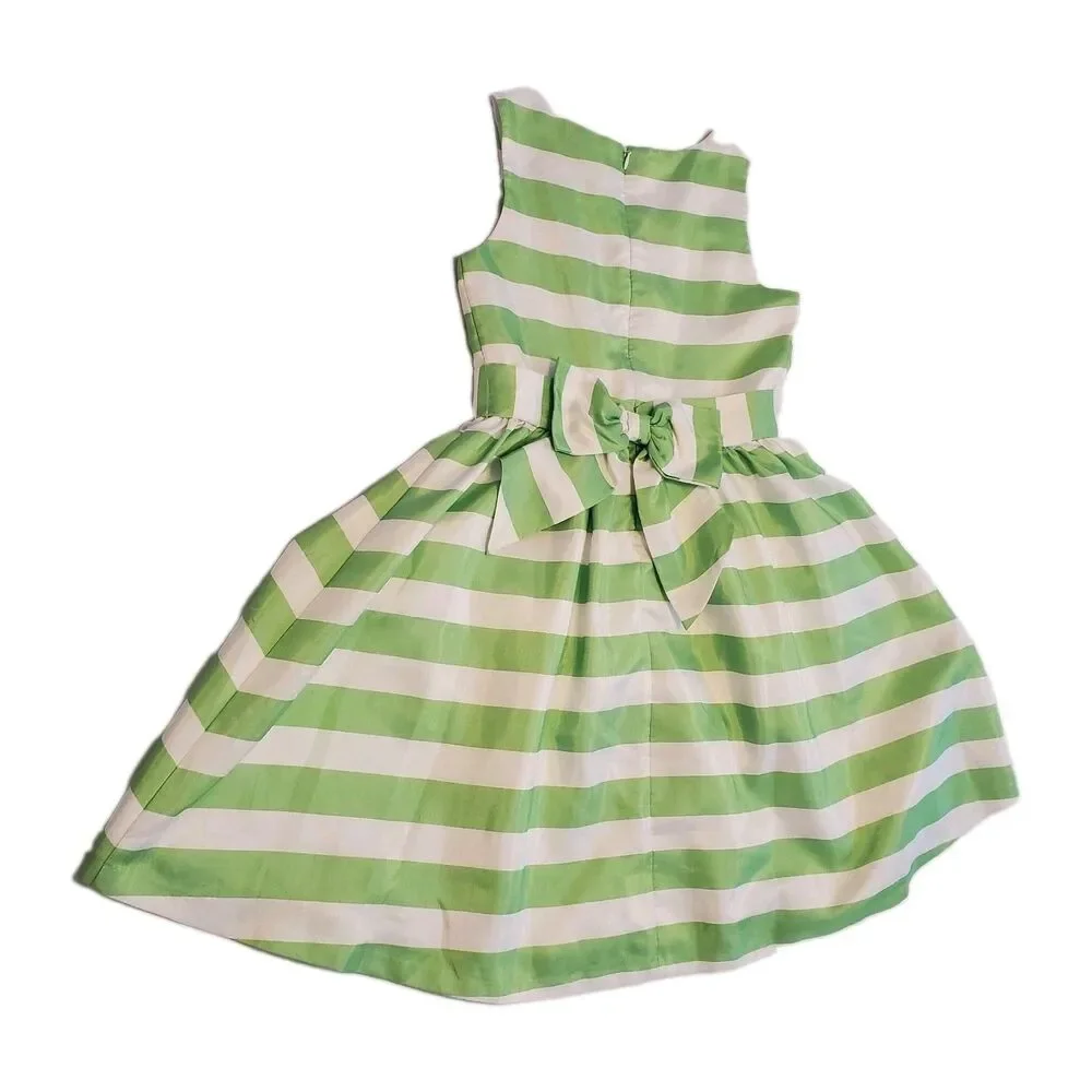 Gymboree Girls Sz 8 Layered Stripped Party Dress Green White